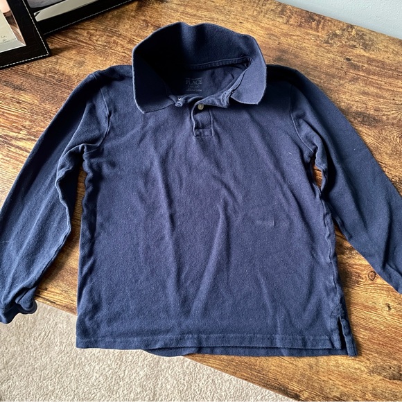 The Children’s Place boys long sleeve navy polo shirt Medium 7/8 - Picture 2 of 7